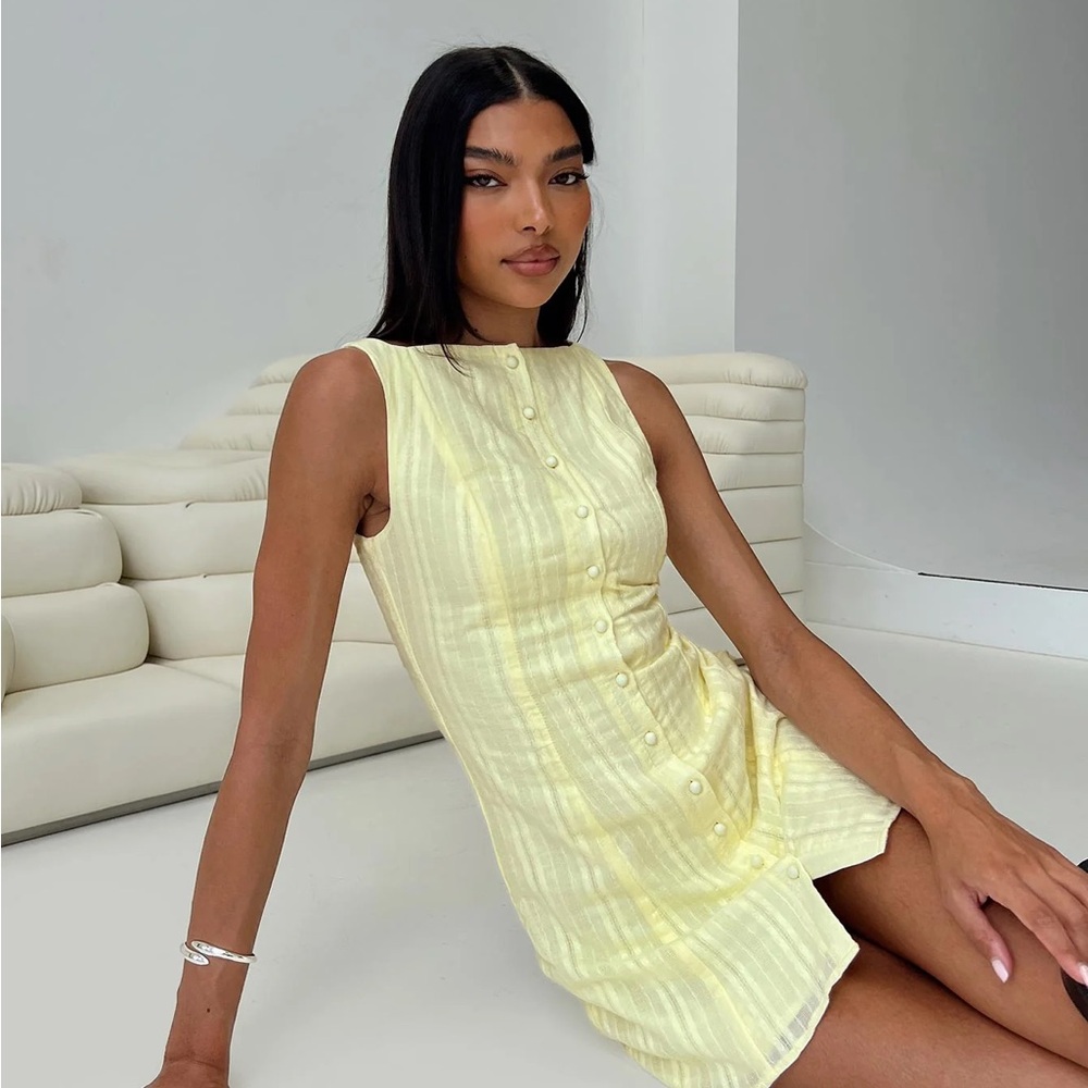 Princess Polly Light Yellow Button-Up Mini Dress